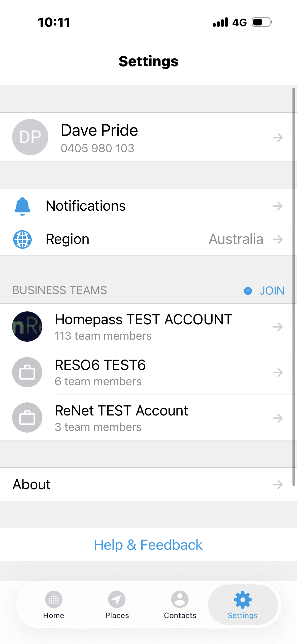 Settings — before