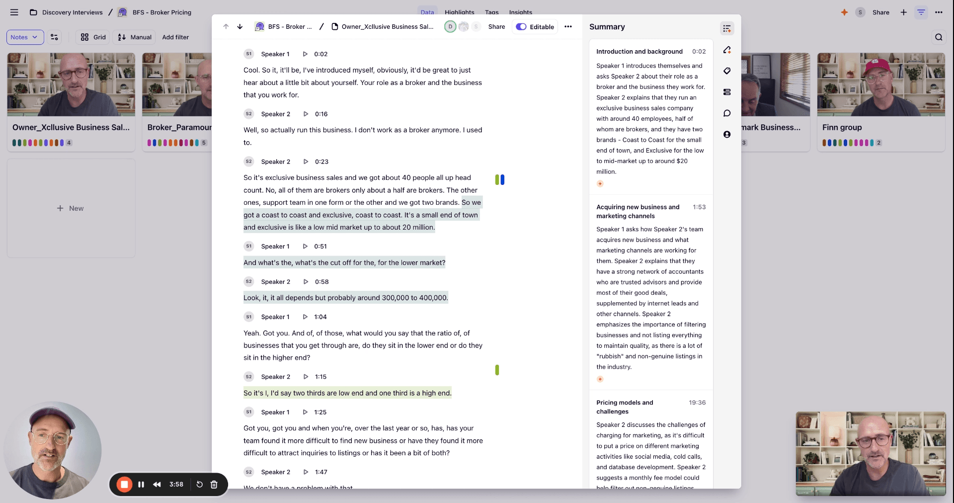 Highlighting and tagging a transcript